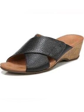 Vionic Black Crisscross Wedge Slide